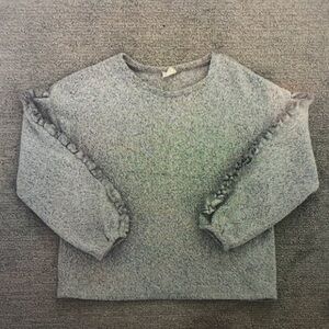 Gray Kids Sweater with Ruffle Sleeves